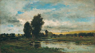 Daubigny~ French River Scene
Oil on panel